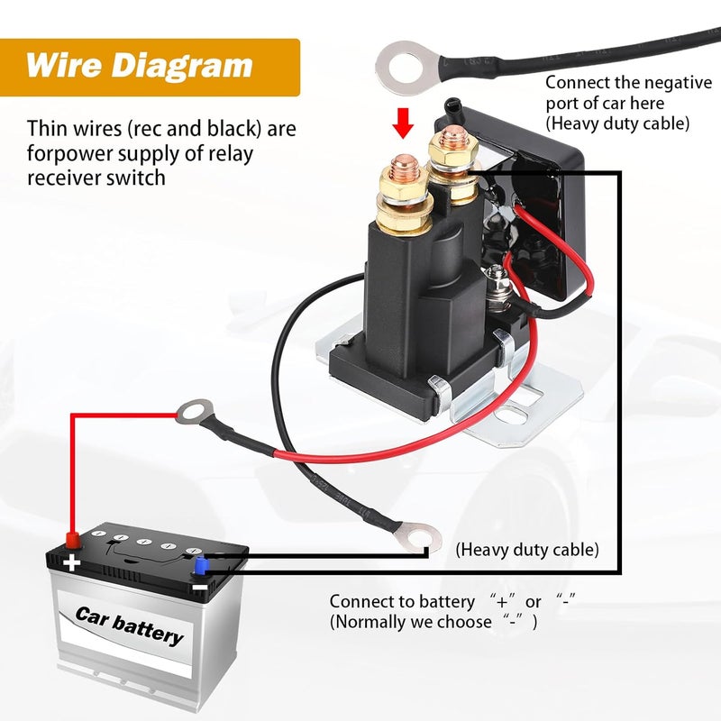 FEITON High Current Battery Disconnect Switch Remote Kill Switch for Car Truck 500A Starting 200A Rated DC12V Wireless Anti-Theft Prevent Battery Drain Battery Disconnect Switch Isolator - Image 5